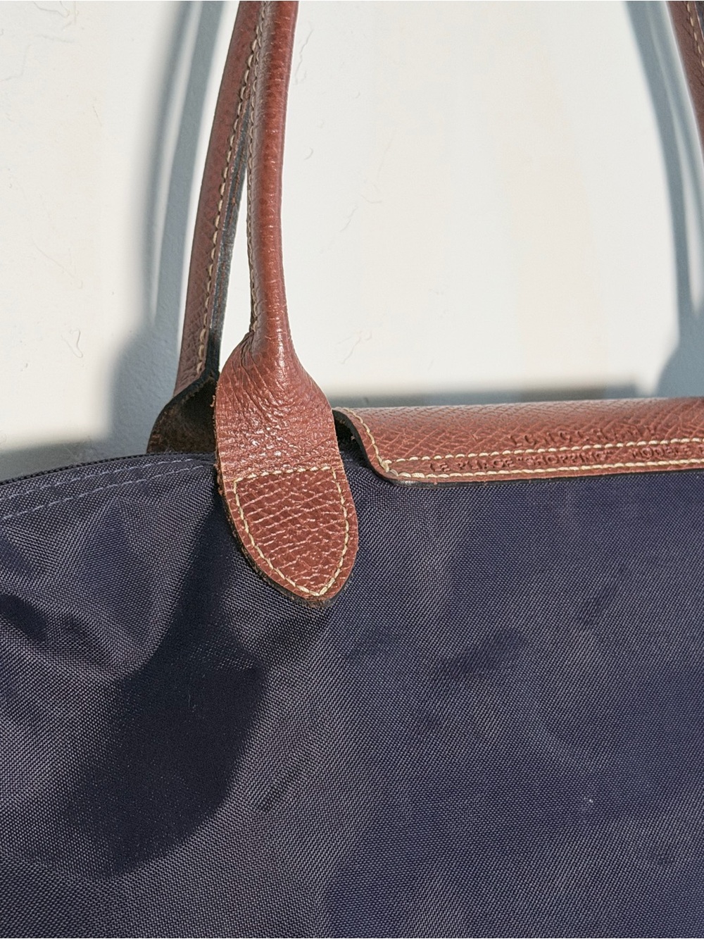 Longchamp Le Pliage Bilberry Tote with Brown Leather Trim Small - Picture 6 of 13